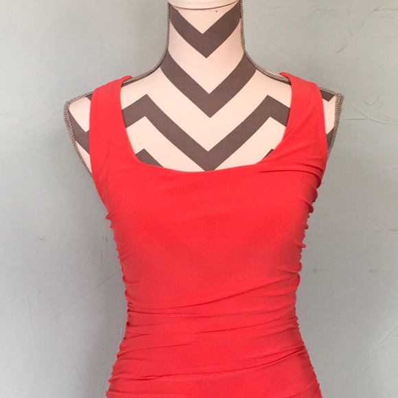 Lipstick Coral Bodycon Dress SZ Small - Picture 2 of 6